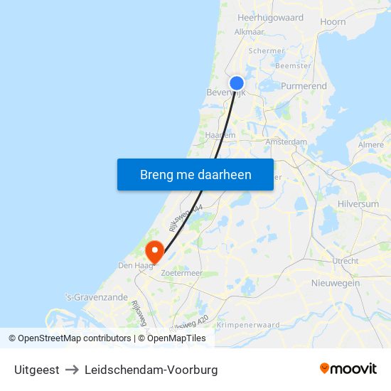 Uitgeest to Leidschendam-Voorburg map