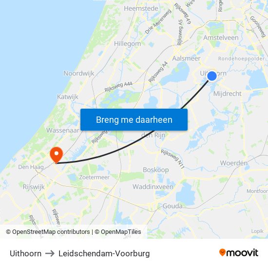 Uithoorn to Leidschendam-Voorburg map