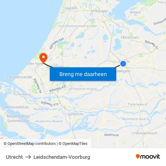 Utrecht to Leidschendam-Voorburg map