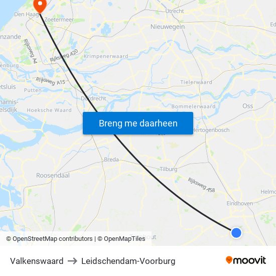 Valkenswaard to Leidschendam-Voorburg map