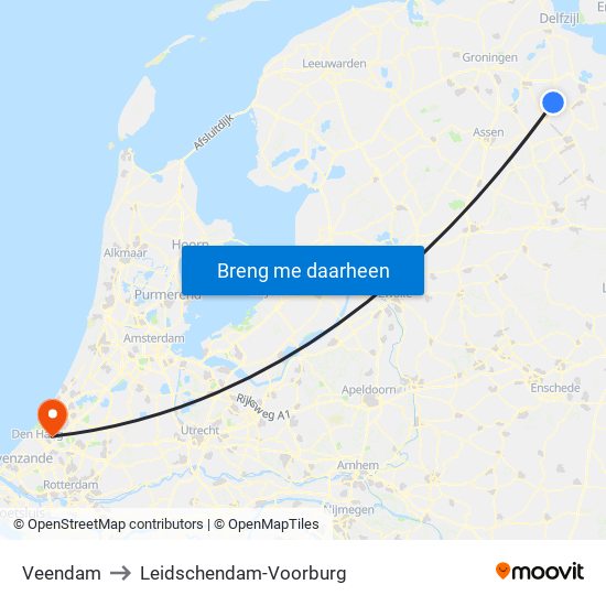 Veendam to Leidschendam-Voorburg map