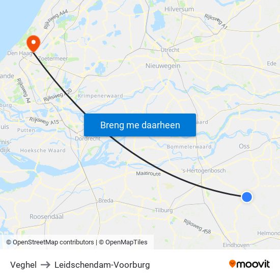 Veghel to Leidschendam-Voorburg map