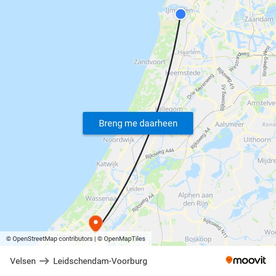 Velsen to Leidschendam-Voorburg map