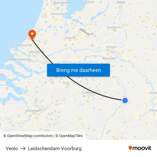 Venlo to Leidschendam-Voorburg map