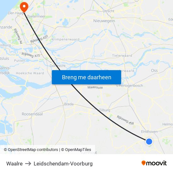 Waalre to Leidschendam-Voorburg map