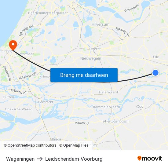 Wageningen to Leidschendam-Voorburg map