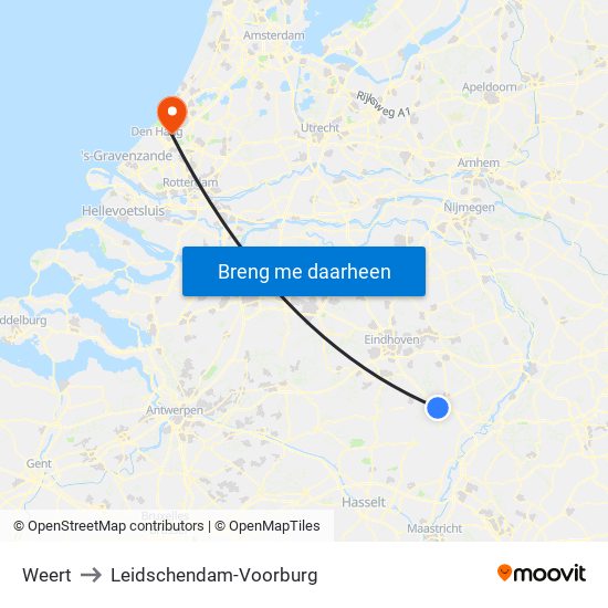 Weert to Leidschendam-Voorburg map