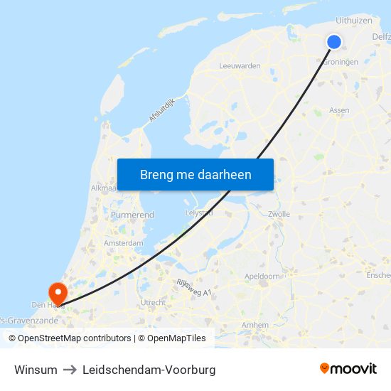 Winsum to Leidschendam-Voorburg map