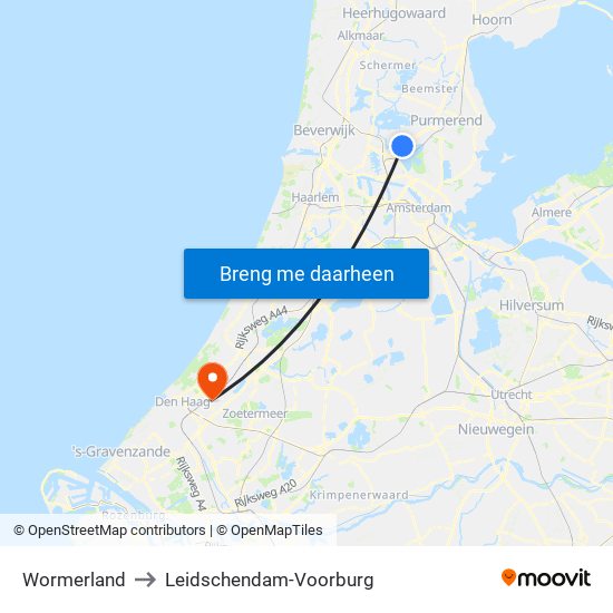 Wormerland to Leidschendam-Voorburg map