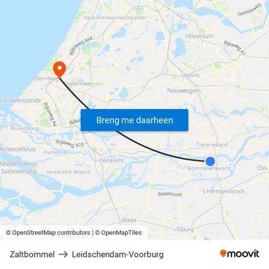 Zaltbommel to Leidschendam-Voorburg map