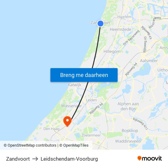 Zandvoort to Leidschendam-Voorburg map