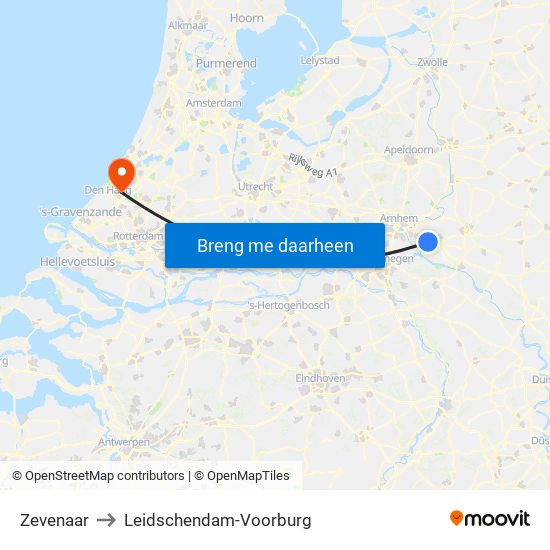 Zevenaar to Leidschendam-Voorburg map