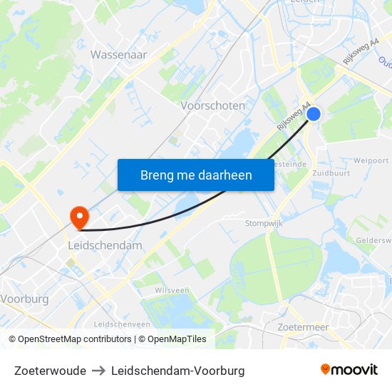 Zoeterwoude to Leidschendam-Voorburg map
