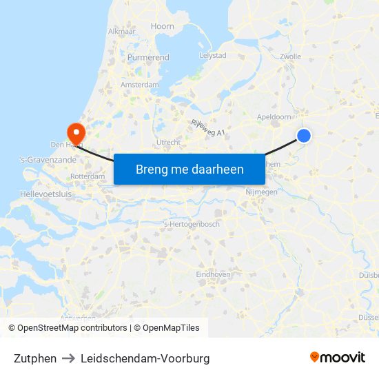 Zutphen to Leidschendam-Voorburg map