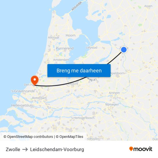 Zwolle to Leidschendam-Voorburg map