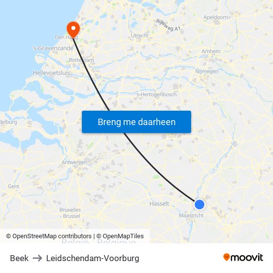 Beek to Leidschendam-Voorburg map