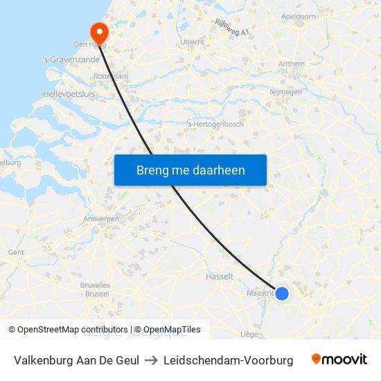 Valkenburg Aan De Geul to Leidschendam-Voorburg map