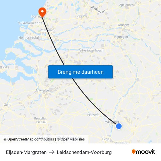 Eijsden-Margraten to Leidschendam-Voorburg map
