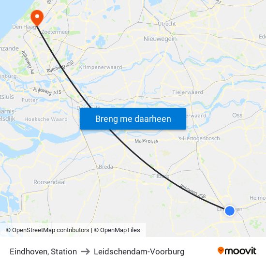 Eindhoven, Station to Leidschendam-Voorburg map