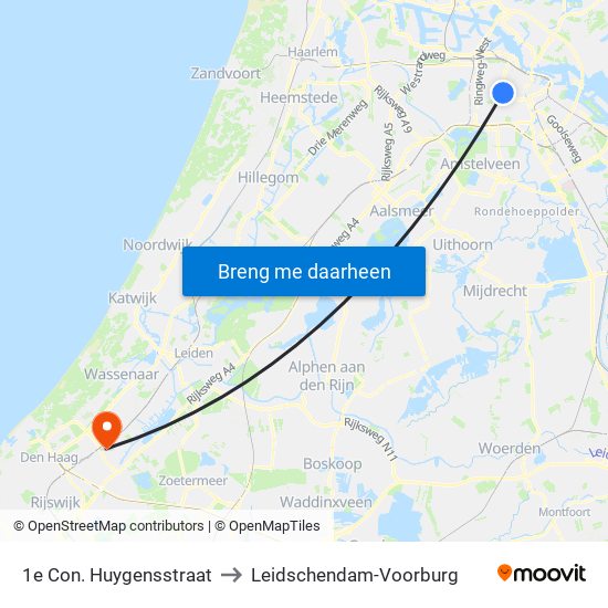 1e Con. Huygensstraat to Leidschendam-Voorburg map