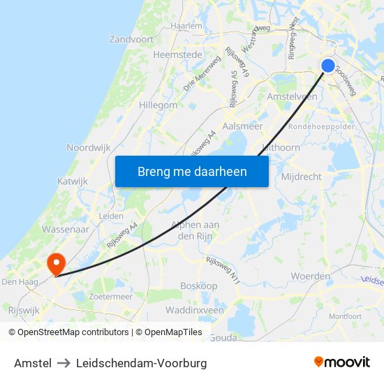 Amstel to Leidschendam-Voorburg map