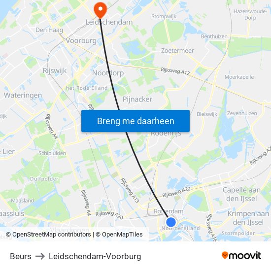 Beurs to Leidschendam-Voorburg map