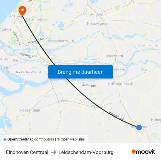 Eindhoven Centraal to Leidschendam-Voorburg map