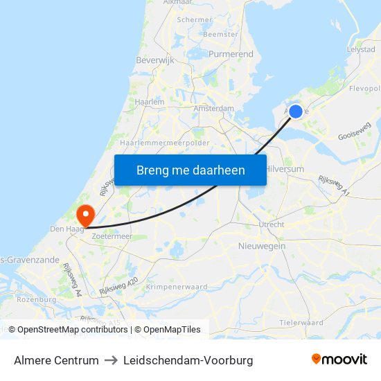 Almere Centrum to Leidschendam-Voorburg map