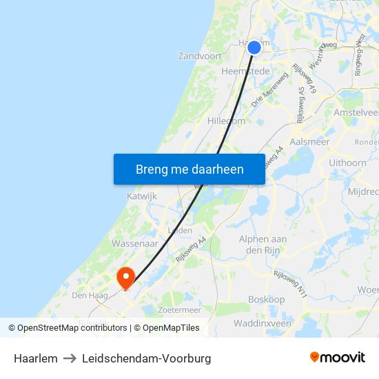 Haarlem to Leidschendam-Voorburg map