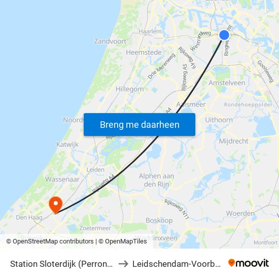 Station Sloterdijk (Perron N) to Leidschendam-Voorburg map