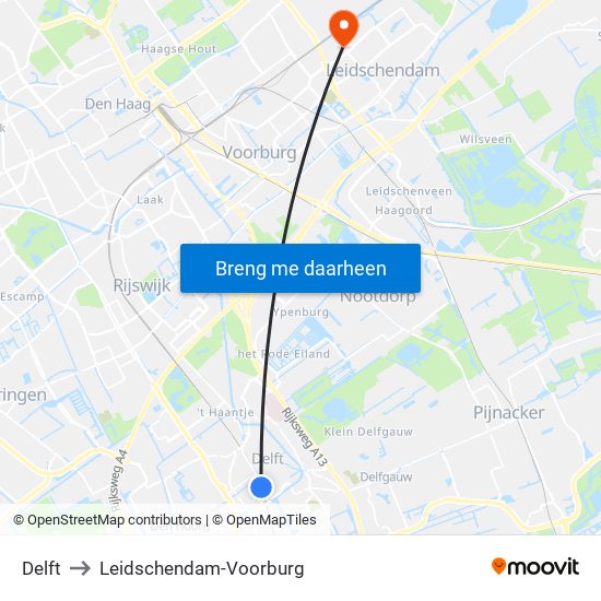 Delft to Leidschendam-Voorburg map