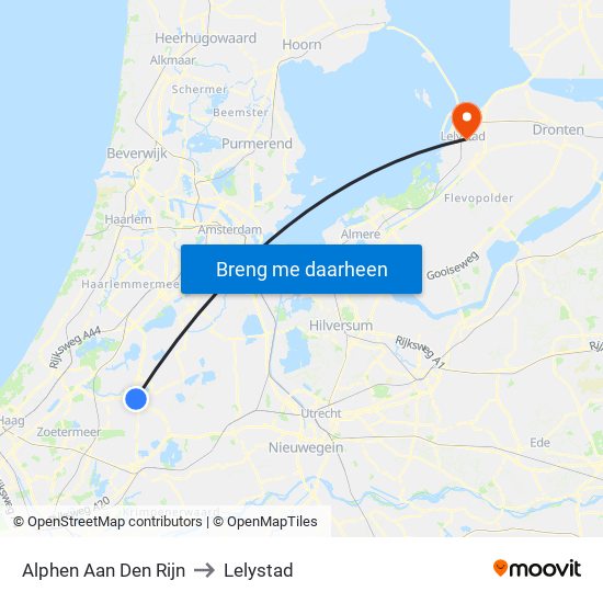 Alphen Aan Den Rijn to Lelystad map