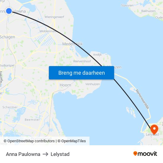 Anna Paulowna to Lelystad map