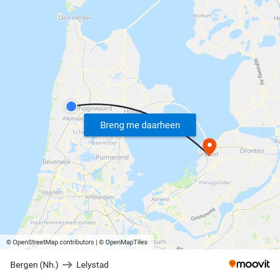 Bergen (Nh.) to Lelystad map