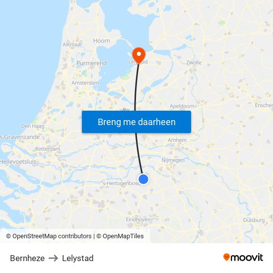 Bernheze to Lelystad map
