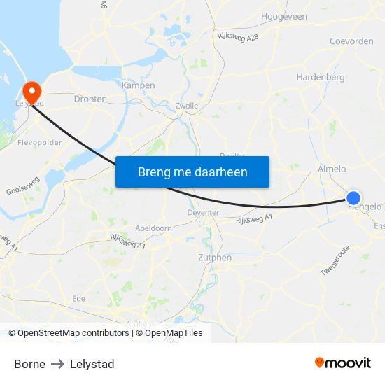 Borne to Lelystad map