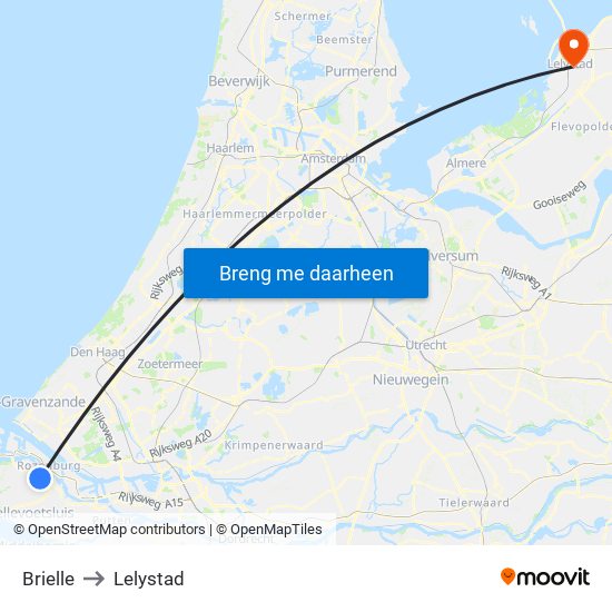 Brielle to Lelystad map