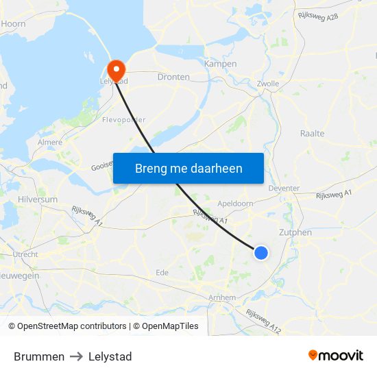 Brummen to Lelystad map