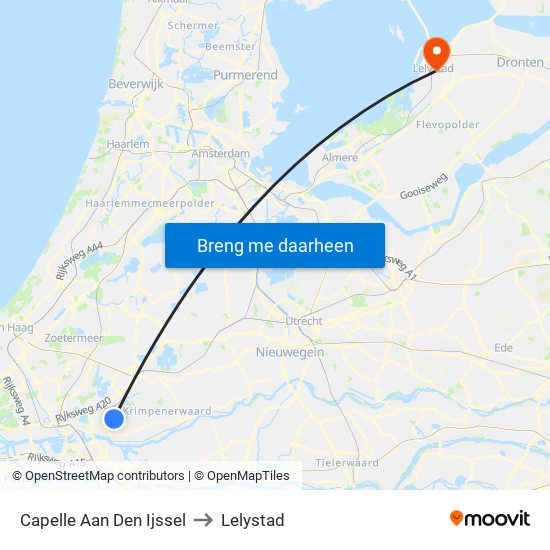 Capelle Aan Den Ijssel to Lelystad map