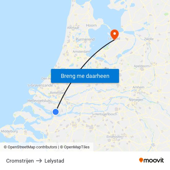 Cromstrijen to Lelystad map