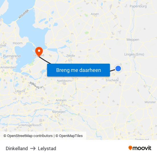 Dinkelland to Lelystad map