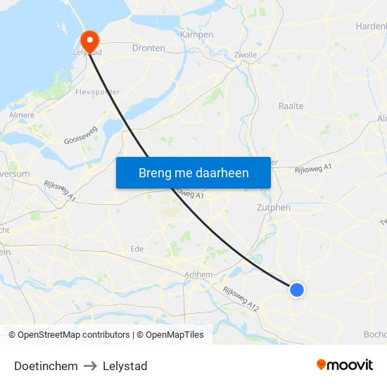 Doetinchem to Lelystad map