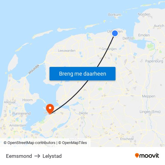 Eemsmond to Lelystad map