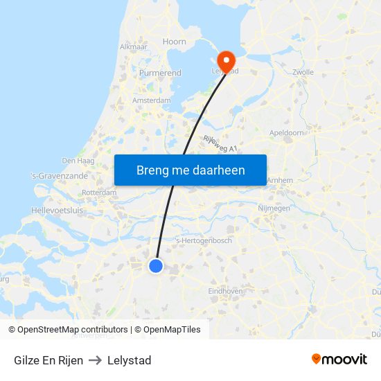 Gilze En Rijen to Lelystad map