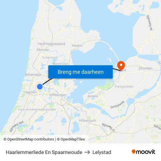 Haarlemmerliede En Spaarnwoude to Lelystad map