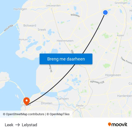 Leek to Lelystad map