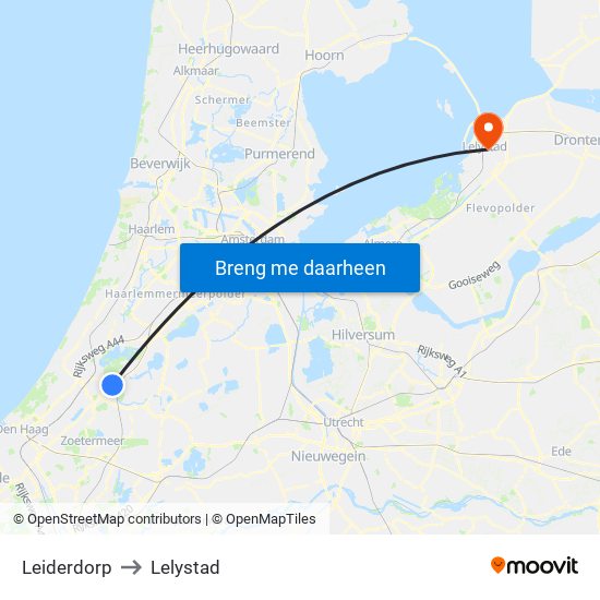 Leiderdorp to Lelystad map