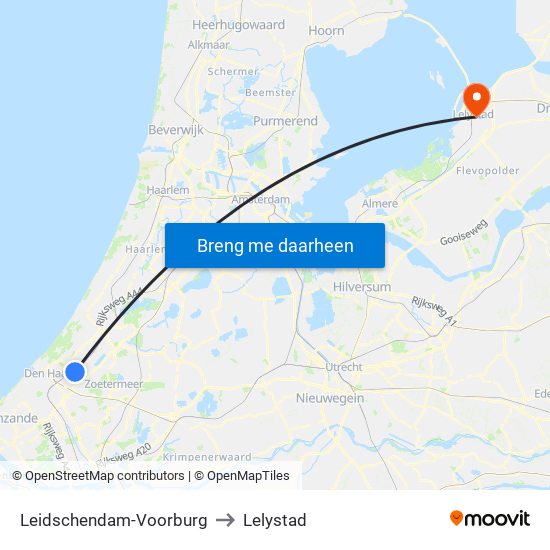 Leidschendam-Voorburg to Lelystad map