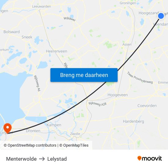 Menterwolde to Lelystad map