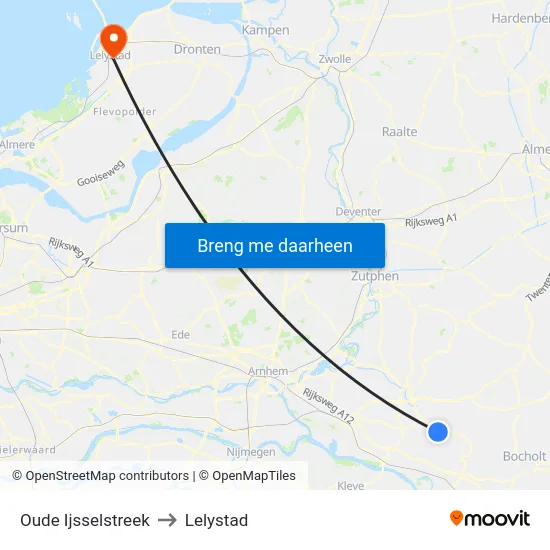 Oude Ijsselstreek to Lelystad map